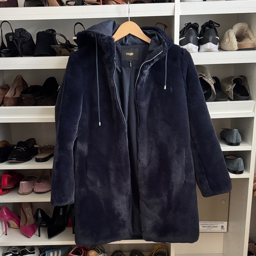 Maje Women's Dark Blue Teddy Jacket -never been worn